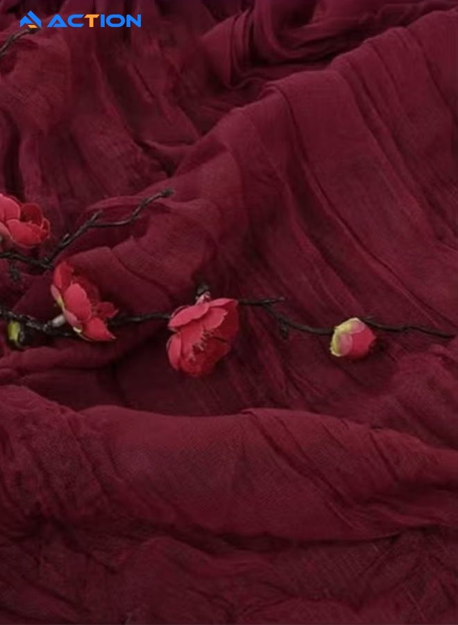 ACTION Cheesecloth Table Runner  Boho Rustic Gauze 90×400cm Cheesecloth Runner for Wedding Party Baby Shower Birthday Home Decor Holiday Decorations（Burgundy） - Image 3